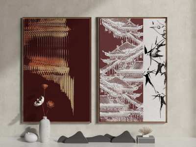 新中式装饰画3D模型下载